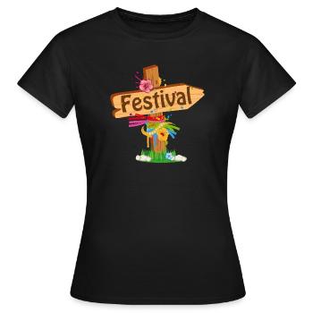 lovingly designed signpost in festival style - Women's T-Shirt - black - Front - AI Model Female 172 dark (172cm)