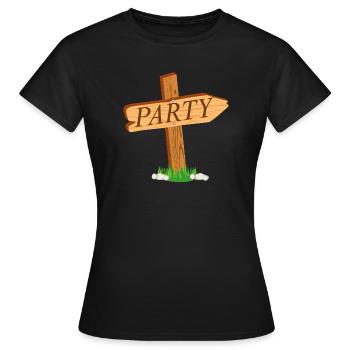 panneau indicateur simple avec l’inscription « PARTY » - T-shirt Femme - noir - Devant - AI Model Female 172 dark (172cm)