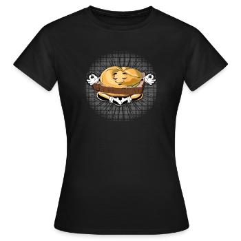 Leberkas Zen – Achtsamkeit mit Humor - Frauen T-Shirt - Schwarz - Vorne - AI Model Female 172 dark (172cm)