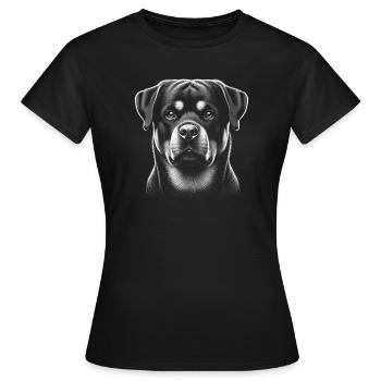 Süßer Rottweiler als fotorealistisches Porträt - Frauen T-Shirt - Schwarz - Vorne - AI Model Female 172 dark (172cm)