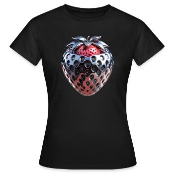 Chrome futuriste fraise - T-shirt Femme - noir - Devant - AI Model Female 172 dark (172cm)