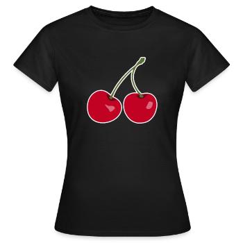 Kirsche, Rote Kirschen - Frauen T-Shirt - Schwarz - Vorne - AI Model Female 172 dark (172cm)