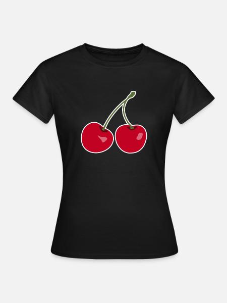 Ciliegia, Ciliegie rosse - Maglietta da donna - nero