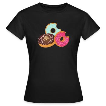 Donuts mit Biss – Süßes Trio mit Glasur & Streusel - Frauen T-Shirt - Schwarz - Vorne - AI Model Female 172 dark (172cm)