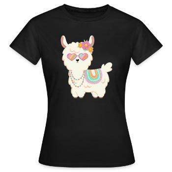 Lama doux d’été - T-shirt Femme - noir - Devant - AI Model Female 172 dark (172cm)