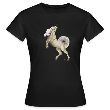 Licorne avec queue et crinière en pissenlit - T-shirt Femme - noir - Devant - AI Model Female 172 dark (172cm)
