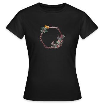 Sechseck mit Blumen verziert - Frauen T-Shirt - Schwarz - Vorne - AI Model Female 172 dark (172cm)