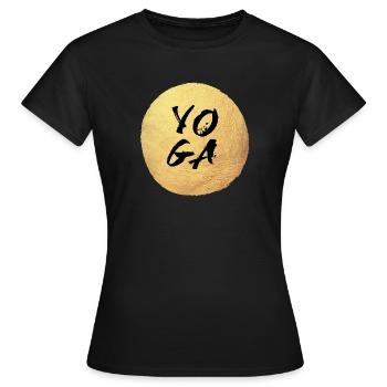Yoga Gold Zentrum Kreis Meditation KOnzentration - Frauen T-Shirt - Schwarz - Vorne - AI Model Female 172 dark (172cm)