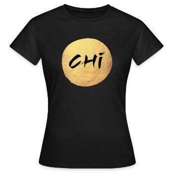 Yoga Cercle d’Or Chi Or Namaste om Méditation - T-shirt Femme - noir - Devant - AI Model Female 172 dark (172cm)