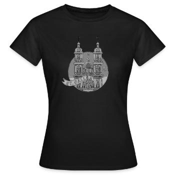 Kathedrale St.Gallen in Chrome - Frauen T-Shirt - Schwarz - Vorne - AI Model Female 172 dark (172cm)