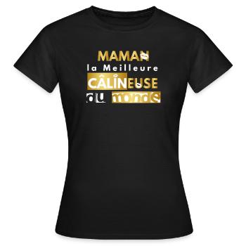 maman câlin version or - T-shirt Femme - noir - Devant - AI Model Female 172 dark (172cm)