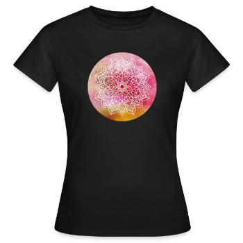 Yoga Mandala Konzentration rosa Aquarell Namaste - Frauen T-Shirt - Schwarz - Vorne - AI Model Female 172 dark (172cm)