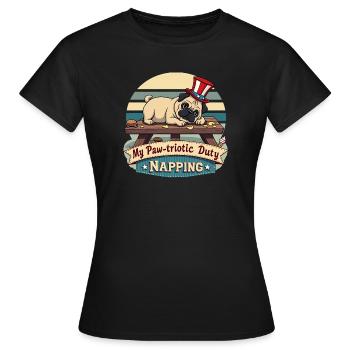 Pug Nap - Women's T-Shirt - black - Front - AI Model Female 172 dark (172cm)