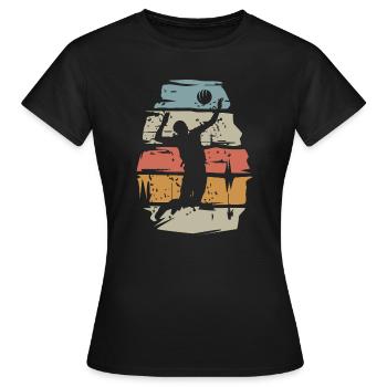 retro Volleyball Spieler - Ball Angriff scratch - Frauen T-Shirt - Schwarz - Vorne - AI Model Female 172 dark (172cm)