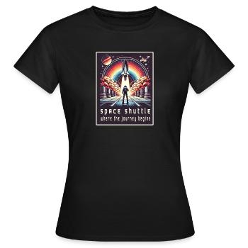 Space Shuttle - Die Reise beginnt - Frauen T-Shirt - Schwarz - Vorne - AI Model Female 172 dark (172cm)