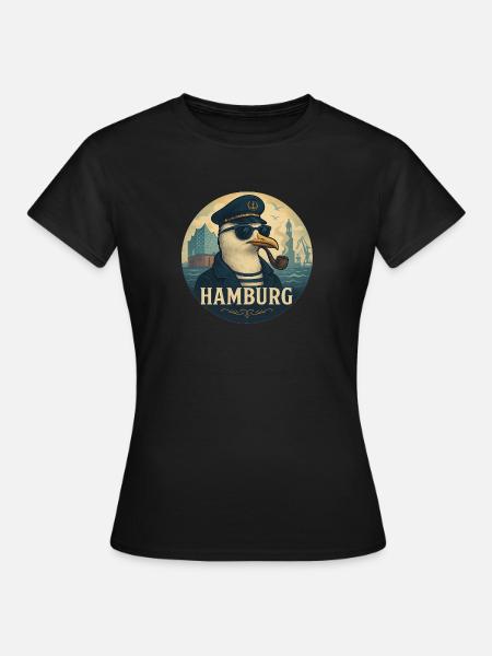 Captain Möwe – Hamburg Style - Frauen T-Shirt - Schwarz
