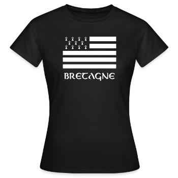 T Shirt BRETAGNE Drapeau Breton - T-shirt Femme - noir - Devant - AI Model Female 172 dark (172cm)