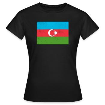 Flag of Azerbaijan – Pride and National Identity - Women's T-Shirt - black - Front - AI Model Female 172 dark (172cm)