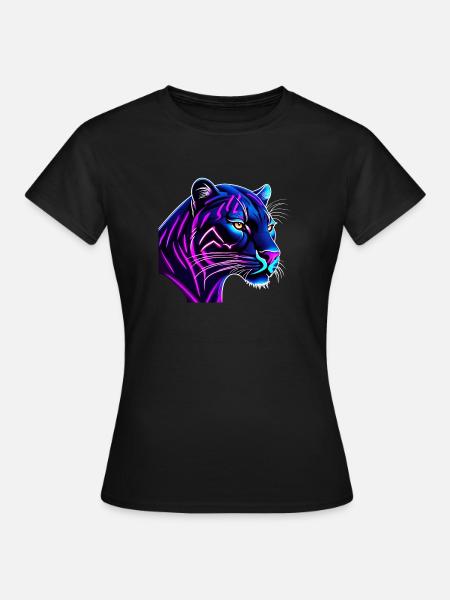 Panther aux couleurs néon - T-shirt Femme - noir