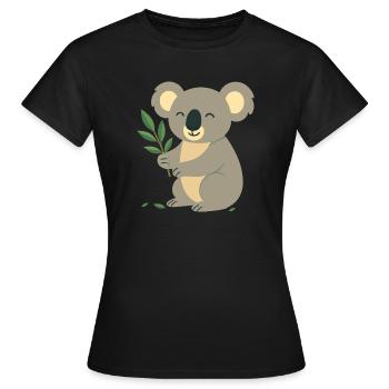 Smiling koala with eucalyptus - Women's T-Shirt - black - Front - AI Model Female 172 dark (172cm)