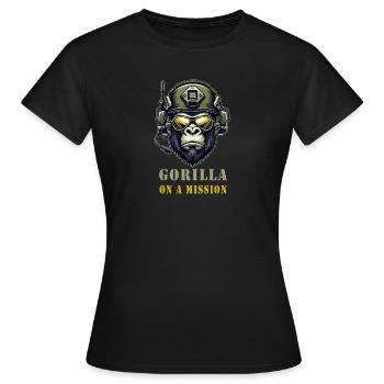 Gorilla in Mission / Militär - Frauen T-Shirt - Schwarz - Vorne - AI Model Female 172 dark (172cm)