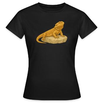 Gelbgecko auf Felsen - Frauen T-Shirt - Schwarz - Vorne - AI Model Female 172 dark (172cm)