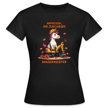 Maître excavatrice licorne - T-shirt Femme - noir - Devant - AI Model Female 172 dark (172cm)