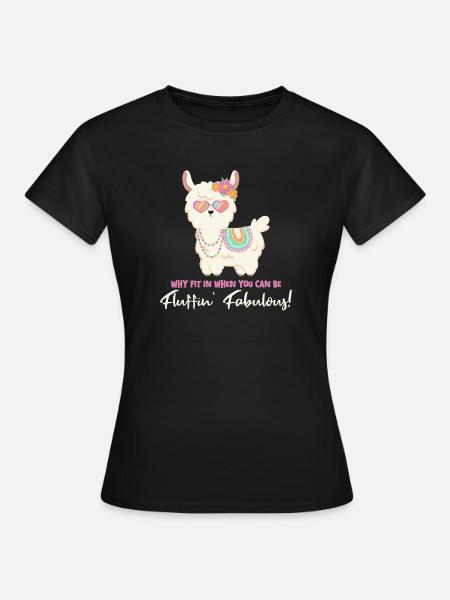 Süßes Alpaka mit Sonnenbrille und lustigem Spruch - Frauen T-Shirt - Schwarz
