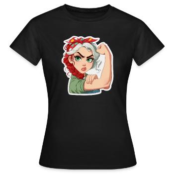 Powerfrau RosieStil Cartoon - Frauen T-Shirt - Schwarz - Vorne - AI Model Female 172 dark (172cm)