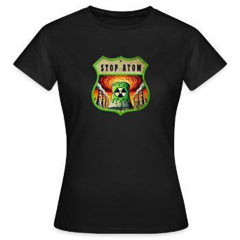 Stop Atom Crest Design - Women's T-Shirt - black - Front - AI Model Female 172 dark (172cm)
