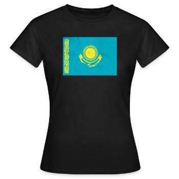 Drapeau du Kazakhstan - T-shirt Femme - noir - Devant - AI Model Female 172 dark (172cm)