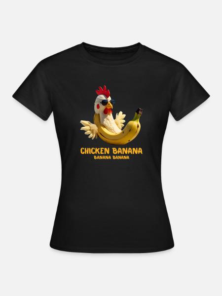 Funny Chicken Banana Gift For Brainrot Meme Lovers - Women's T-Shirt - black