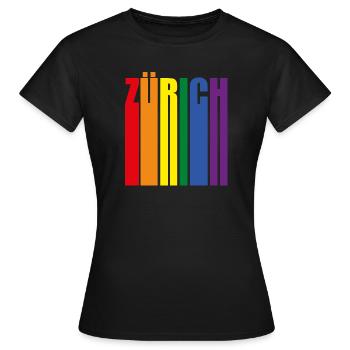 Zürich Regenbogen Pride LGBT - Frauen T-Shirt - Schwarz - Vorne - AI Model Female 172 dark (172cm)