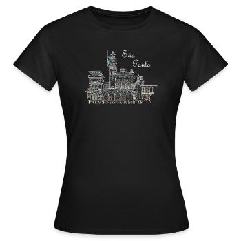 Sao Paulo Brésil Dessin Palais de l’Industrie - T-shirt Femme - noir - Devant - AI Model Female 172 dark (172cm)
