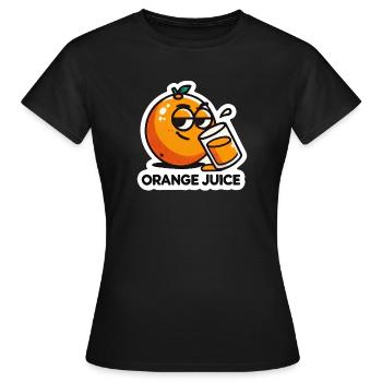"Orangensaft" Fun Cartoon Zitrusgetränk - Frauen T-Shirt - Schwarz - Vorne - AI Model Female 172 dark (172cm)