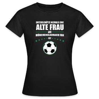 Alte Frau - Mönchengladbach Fan | Retro Vintage - Frauen T-Shirt - Schwarz - Vorne - AI Model Female 172 dark (172cm)