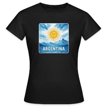 Argentinien Nationalfarben Design - Frauen T-Shirt - Schwarz - Vorne - AI Model Female 172 dark (172cm)