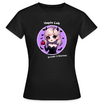 Cute Vampire Lady Kawaii Helloween Girl Devil - Women's T-Shirt - black - Front - AI Model Female 172 dark (172cm)