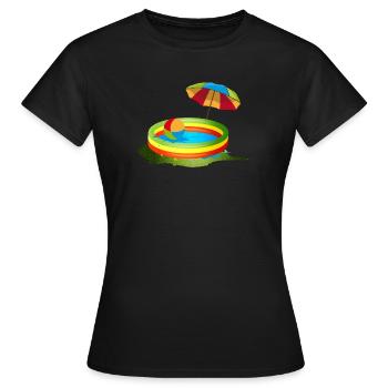 Pataugeoire colorée avec parasol et ballon - T-shirt Femme - noir - Devant - AI Model Female 172 dark (172cm)