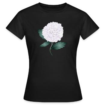 Weiße Hortensienblüte – Eleganz und Leichtigkeit - Frauen T-Shirt - Schwarz - Vorne - AI Model Female 172 dark (172cm)