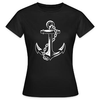 Robuster Schiffsanker mit Kette - Frauen T-Shirt - Schwarz - Vorne - AI Model Female 172 dark (172cm)