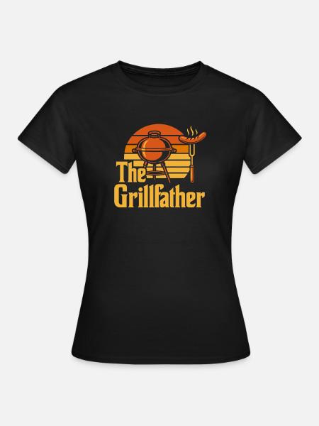 The Grillfather – BBQ Feuer & Fleisch - Dame-T-shirt - sort