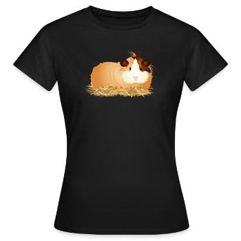 süßes Meerschweinchen liegt gemütlich im Stroh - Frauen T-Shirt - Schwarz - Vorne - AI Model Female 172 dark (172cm)