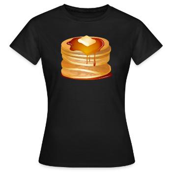 Pancakes Motif with Butter Flake and Maple Syrup - Women's T-Shirt - black - Front - AI Model Female 172 dark (172cm)
