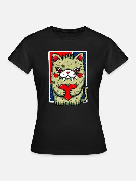Verrückte Katze - Frauen T-Shirt - Schwarz