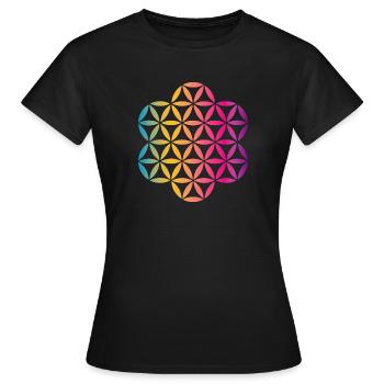 Yoga Flower of Life Flower of Life Mandala colorful - Women's T-Shirt - black - Front - AI Model Female 172 dark (172cm)