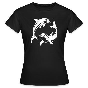 Conception de cercle de dauphins pour des vêtements respectueux de l’environnement - T-shirt Femme - noir - Devant - AI Model Female 172 dark (172cm)