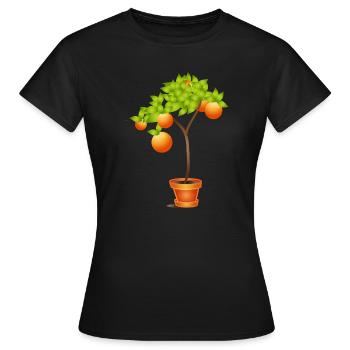 Kleiner Orangenbaum im Blumentopf - Frauen T-Shirt - Schwarz - Vorne - AI Model Female 172 dark (172cm)