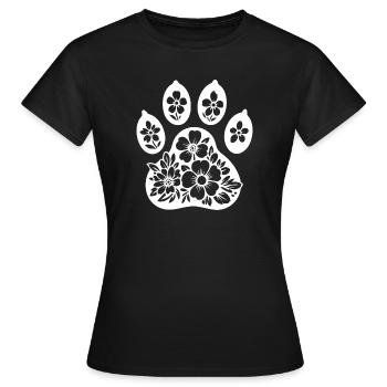 Floral Pawprint Design for Nature Lovers - Women's T-Shirt - black - Front - AI Model Female 172 dark (172cm)