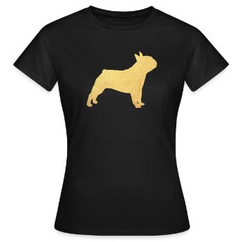 Mops Gold Hund Tierliebe deluxe Gassi Wauwau Wuff - Frauen T-Shirt - Schwarz - Vorne - AI Model Female 172 dark (172cm)